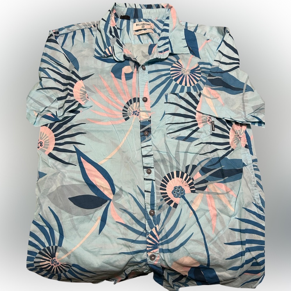 Billabong Blue and Pink Floral Shirt